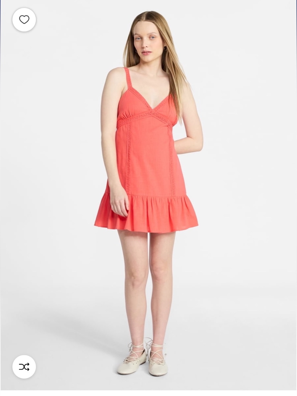 No Boundaries Coral Ruffle-Hem Mini Dress